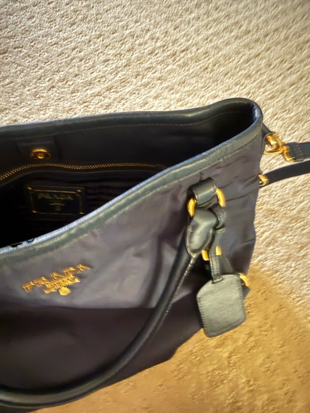 Prada Navy Nylon Tote with adjustable Shoulder Strap - Picture 4 of 6